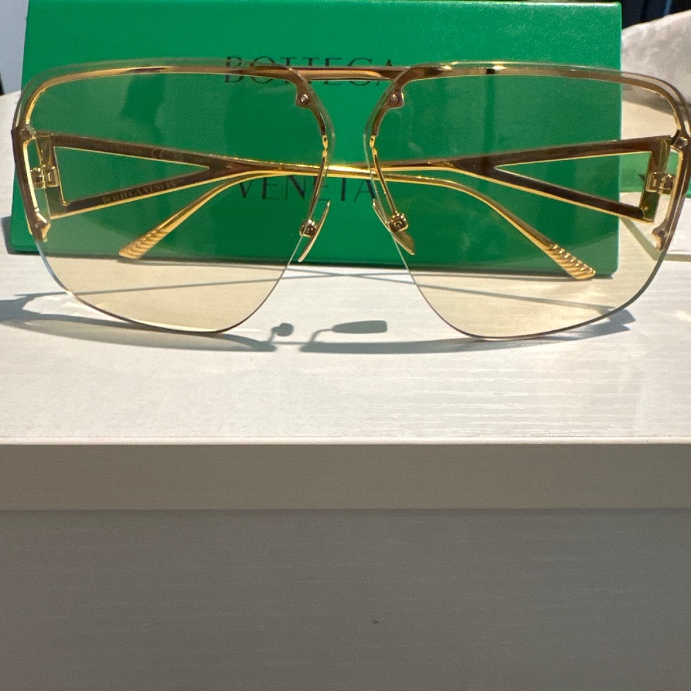 Bottega Veneta Gold Aviator Sunglasses